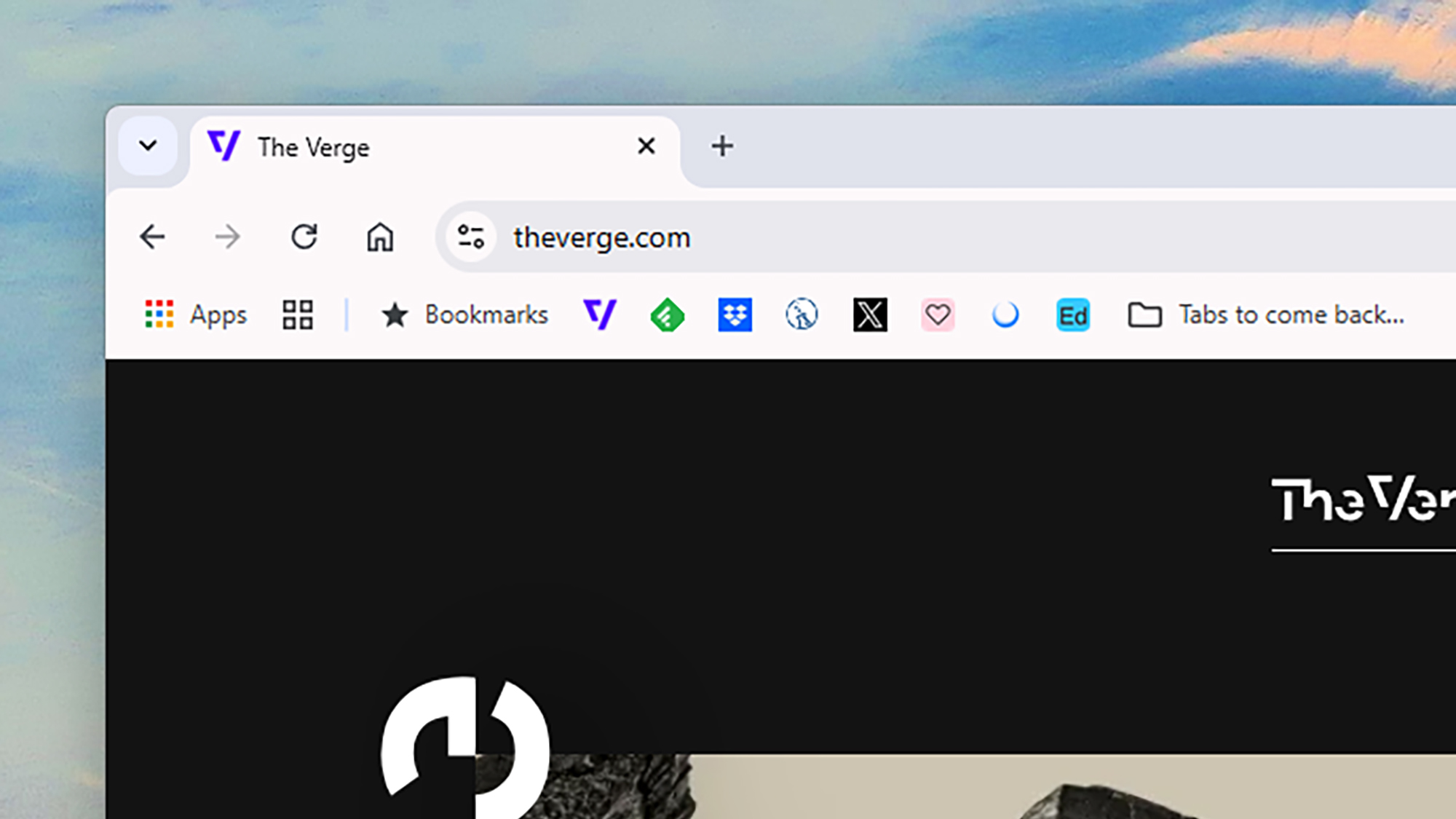 مقربة من شريط الإشارات المرجعية على Chrome مع الرموز فقط.