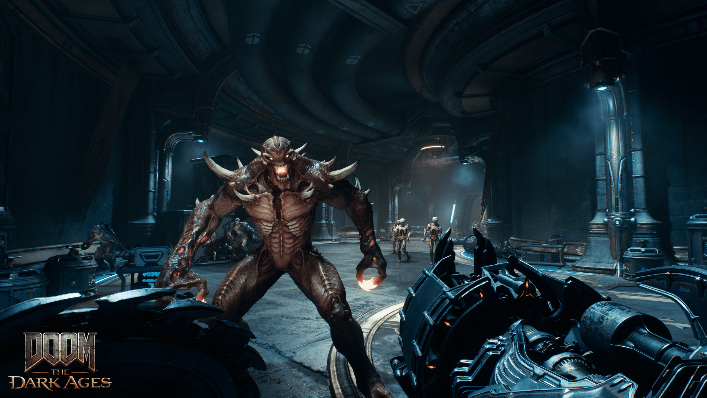 لقطة شاشة من Doom the Dark Ages التي تضم شيطانًا يشحن Slayer الذي يستخدم سلاح Ravager.