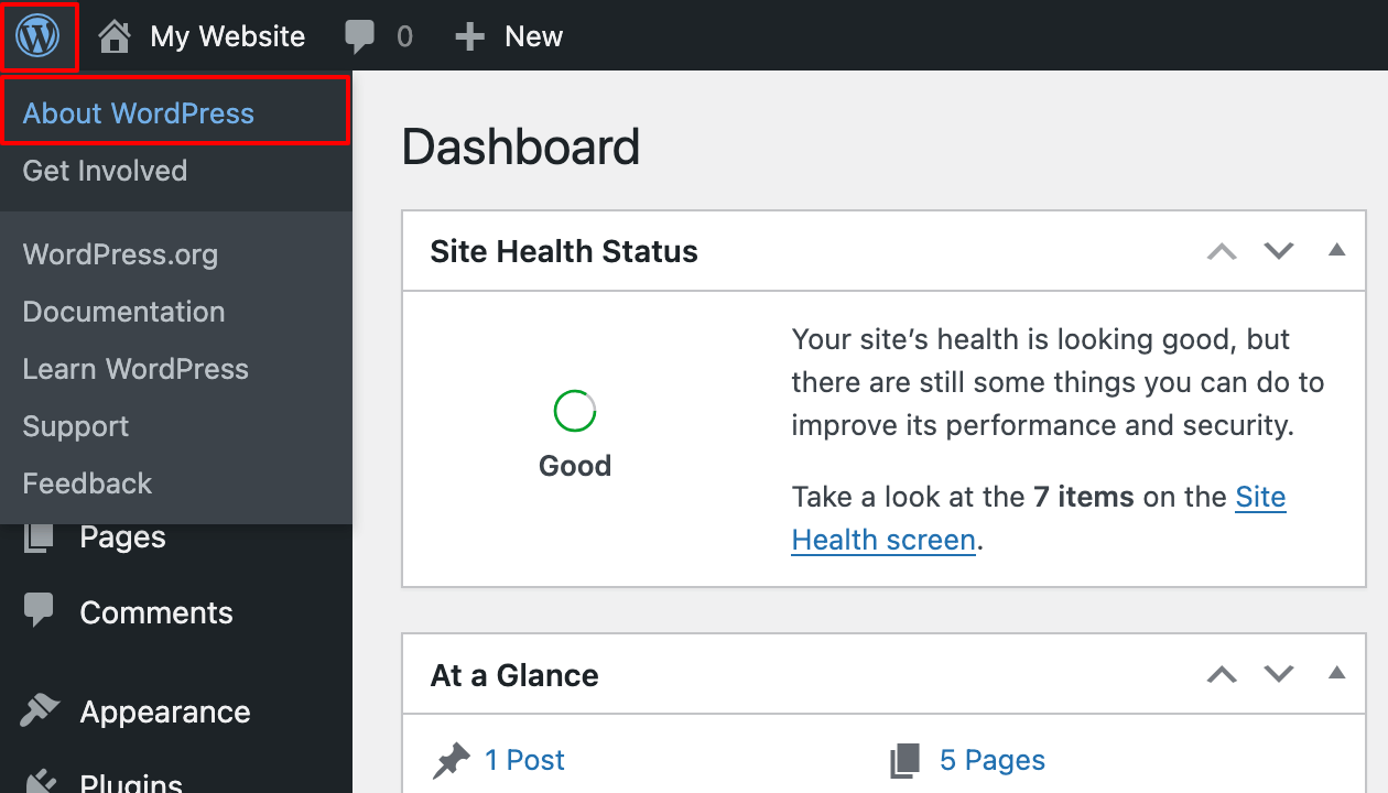 انتقل إلى حول WordPress