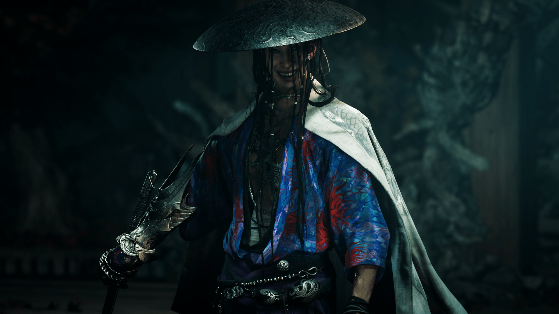 لقطة شاشة من Onimusha: Way of the Sword التي تضم أحد رؤساء المهرجانات الصيفية.