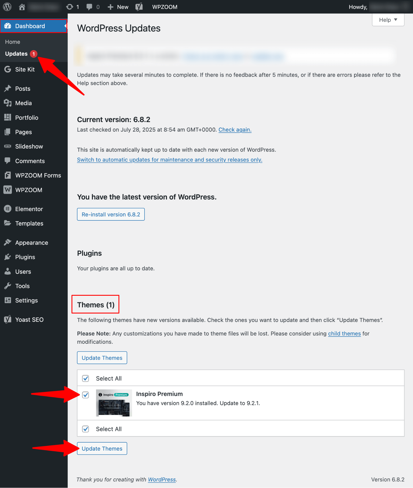 تحديثات WordPress> تحديث السمة من لوحة التحديثات” class=”wp-image-818473″  data-lazy- src=”https://zoon1.com/wp-content/uploads/2025/07/WordPress-Updates-update-theme.png”/><img data-lazyloaded=